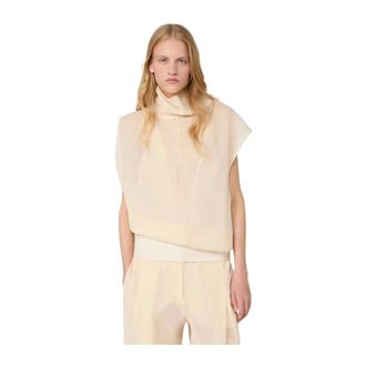 Sportmax Dames, Blouses & Shirts, Beige, Maat: XS Viscose
