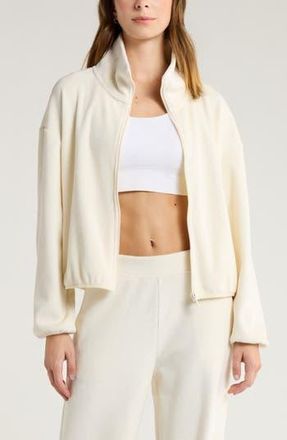 Zella Plush Rib Jacket in Ivory Egret at Nordstrom Rack, Size Xx-Large