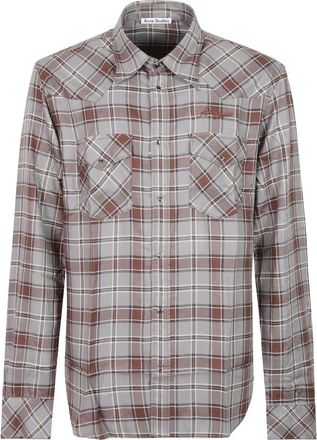 Acne Studios Flanellen geruite overhemd met knopen - Heren - Casual Overhemden - Veelkleurig - S - Overhemden