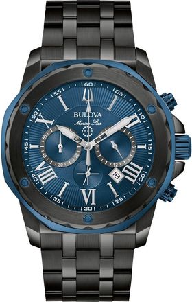 Bulova Marine Star Mens Black Watch 98B410 Stainless Steel - One Size