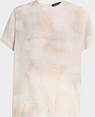 Fabiana Filippi Brushed-Print Silk Crepe De Chine T-Shirt