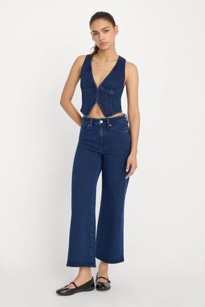 Good American Womens Jeanius Crop Palazzo | Indigo, Size 00 | Good American by Khlo&Egrave; Kardashian