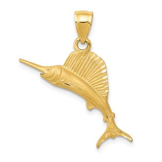 Diamond2Deal 14k Yellow Gold Sailfish Pendant