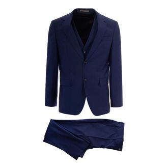 HUGO BOSS Hugo, Single Breasted Suits, male, Blue, Size: XL H-Houston 3Pcs-262 Suit