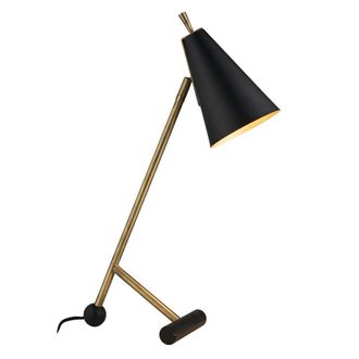 Loops Antique Brass & Matt Black Task Lamp - Modern Adjustable Table Desk Light