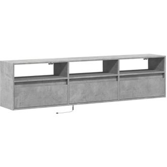 vidaXL Mueble De Tv De Pared Con Led Gris Hormig&oacute;n 180x31x45 Cm Vidaxl