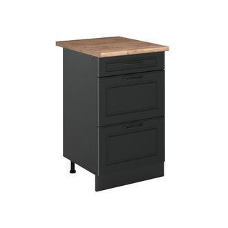 Vicco Mueble Bajo De Cocina R-line, Antracita Casa De Campo/antracita, 50 Cm Encimera Roble Dorado, Vicco