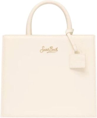 Saint Barth Gestructureerde Vierkante Leren Tas - Dames - Handtassen - Beige - ONE Size - Katoen - Tassen