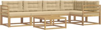 vidaXL Conjunto De Sof&aacute;s De Exterior 6 Uds. Y Beige Poli&eacute;ster Vidaxl