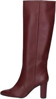 Omoda Rode Leren Statement Laarzen - Dames - Laarzen met Hak - Rood - 40 EU - Wol - Schoenen