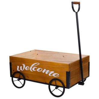 Wanderlust Deco Carretilla de madera y metal con mango de arrastre 63x39,5x72h cm