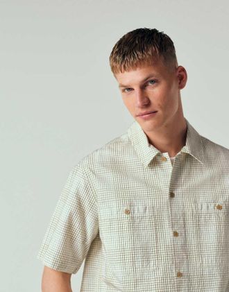 Wood Wood Cooper - Camicia in 100% cotone bianco sporco a quadri-Multicolore