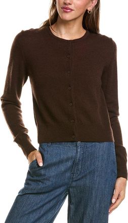 Fort&eacute; Cashmere Basic Cropped Button 100% Cashmere Cardigan