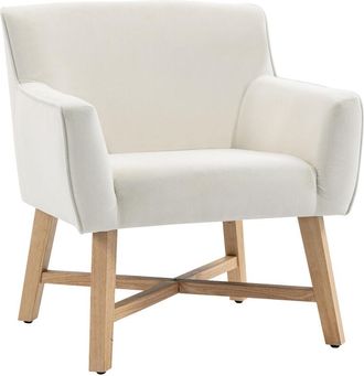 HOMCOM Butaca De Sal&oacute;n Tapizada En Terciopelo Sill&oacute;n Relax Con Asiento Reposabrazos Acolchados Patas De Madera Y Base Cruzada Para Dormitorio 67x65x74 Cm