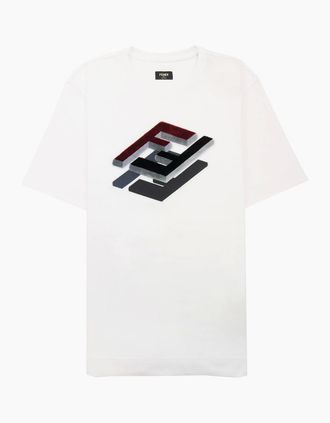 Fendi Mens Fendi Ff Towel Logo Tee White - Size: 40