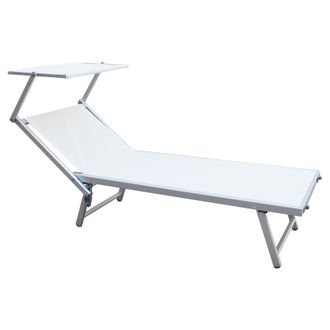 Mobili Rebecca Rebecca Mobili Lettino Sdraio Spiaggia Bianco Textilene Alluminio 38x186x61