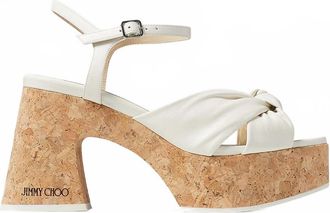 Jimmy Choo London Womens Heloise Wedge 95 Platform Sandals In Latte