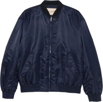 Valentino Garavani Nylon Bomberjack Met VGold - Heren - Bomber jackets - Blauw - M - Nylon - Jassen