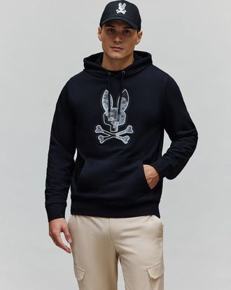 Psycho Bunny Mens Olivier Embroidered Hoodie 001 BLACK / XXXL