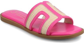 Journee Collection Primah Slide Sandal in Fuchsia Raffia at Nordstrom Rack, Size 6.5