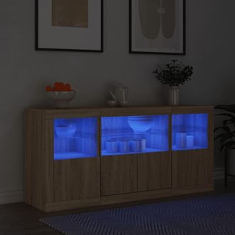 Berkfield Home Sideboard with LED Lights Sonoma Oak 142.5x37x67 cm in Brown