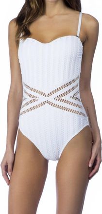 Kenneth Cole Bandeau Textured One Piece Swimsuit In Kkc White