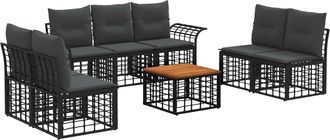 vidaXL Conjunto De Sof&aacute;s De Exterior 8 Uds. Negro Y Gris Oscuro Vidaxl
