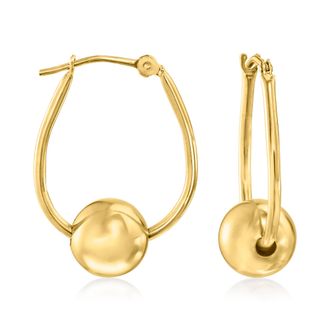 Ross-Simons 14kt Yellow Gold Bead Hoop Earrings