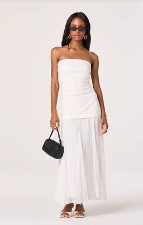 Astr Yvonne Mixed Media Strapless Maxi Dress In White