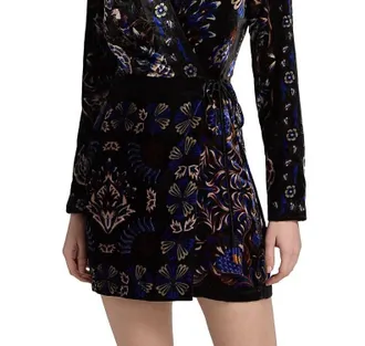 Farm Rio Arabesque Mix Scarves Wrap Mini Dress In Black