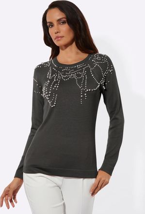 Cr&eacute;ation L Strickpullover CREATION L Modal-Baumwoll-Pullover, Damen, Gr. 36, graphit, 50% Baumwolle, 50% Modal, unifarben, Pullover Strickpullover