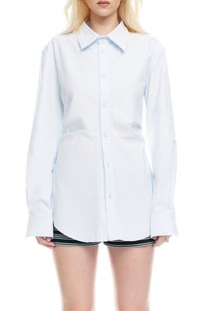 Lioness Naomi Pleated Cotton Shirt in Soft Blue at Nordstrom Rack, Size Small