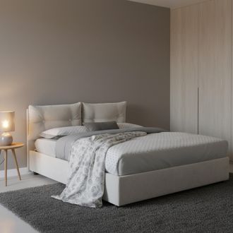 Talamo Italia Talamo Italia - Cama De Plaza Y Media Miriam, Cama Contenedor Con Revestimiento De Tela, 100% Made In Italy, Apertura Frontal, Adecuado Para Colch&oacute;n C