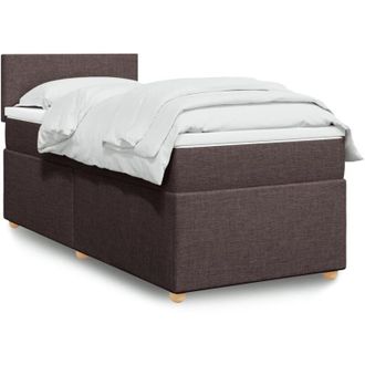 vidaXL Vidaxl - Cama Box Spring Con Colch&oacute;n Tela Marr&oacute;n Oscuro 80x200 Cm