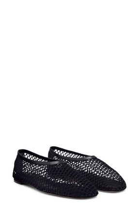 Reformation Britt Mesh Ballet Flat in Black Crochet at Nordstrom, Size 10.5