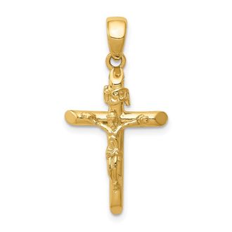 Diamond2Deal 14k Yellow Gold Polished Crucifix Cross Pendant