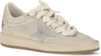 Golden Goose Womens Ball Star Leather Sneakers Cream-Light Grey-Grey Cream/light Grey/grey