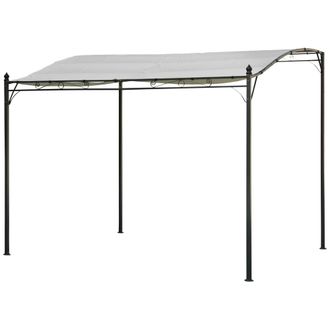 Happy Garden P&eacute;rgola mural de 3 &times; 2,5 m en acero antracita con tejido beige