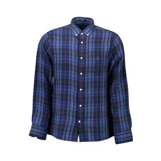 GANT Blauw Katoenen Overhemd - Heren - Casual Overhemden - Blauw - S - Katoen - Overhemden