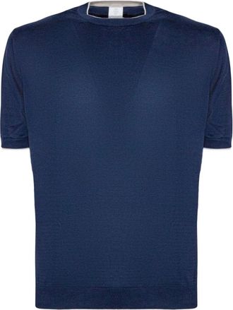 Eleventy T-shirt met ronde hals - Heren - Ronde hals truien - Blauw - S - Katoen - Truien & Vesten