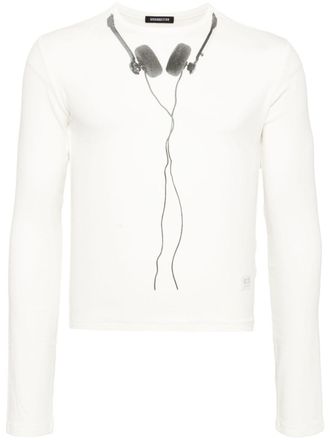 Ground-Zero graphic-print T-shirt - unisex - Viscose/Acrylic/Cotton/Spandex/Elastane - L - White