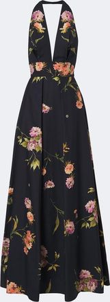 Elie Saab Floral pleated cotton poplin maxi dress