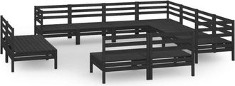 vidaXL Juego De Muebles De Jard&iacute;n 11 Pzas Madera Maciza De Pino Negro Vidaxl