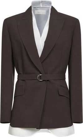 Blanca Vita Goody Blazer met Ceintuur - Dames - Blazers - Bruin - M - Leer - Jassen