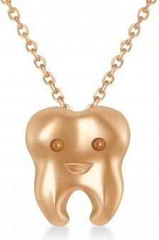 Allurez Smiling Tooth Pendant Necklace 14k Rose Gold