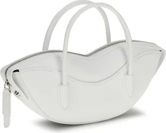 Fiorucci Womens Mini Lips Shoulder Bag White Calf Leather Bos Taurus