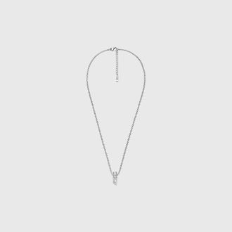 Diesel Stainless steel pave pendant necklace - Necklaces - Unisex - Silver