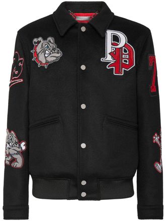 Philipp Plein Bomberjack met geborduurd logo - Zwart