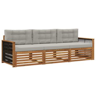 vidaXL Conjunto De Sof&aacute;s De Exterior 3 Pcs Natural Y Gris Claro Vidaxl