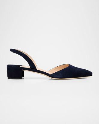 Manolo Blahnik Aspro Suede Slingback Ballerina Pumps